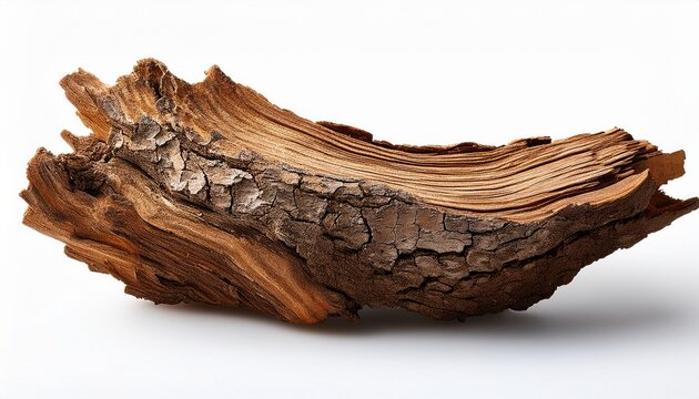 piece of tree bark on isolated white background