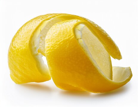 yellow lemon peel on a white background