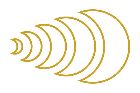 Yellow Curved Radar Signal Wave Lines for Frequency isolated on transparent background wifi radio sound emission sonar