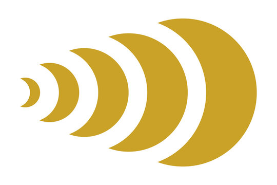Yellow Solid Sound Wave Symbol for Audio Signal isolated on transparent background radio radar wifi volume broadcast