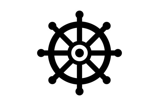 Black Ship Wheel Helm Icon for Nautical Marine isolated on transparent background sea navigation boat steering captain