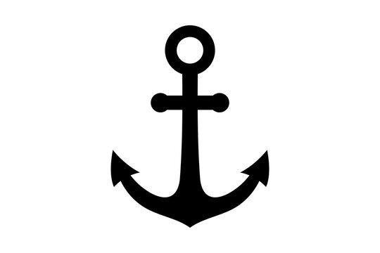 Black Solid Anchor Icon for Maritime Ship Sailing isolated on transparent background nautical ocean sea boat harbor