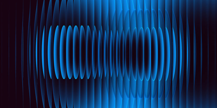 Cyan blue neon ribbed glass 3D render, abstract glowing line refraction wave, futuristic vertical stripes pattern, dynamic digital tech graphic.