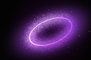 Abstract purple glowing ring galaxy shape with bright sparkling stars in deep space background for cosmic design concept © Rakib