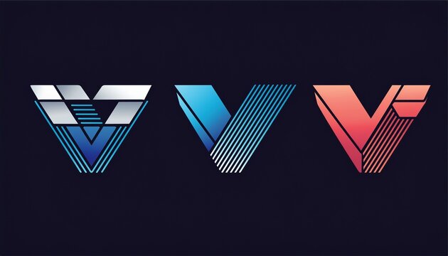 minimalist digital abstract letter v logo bundle