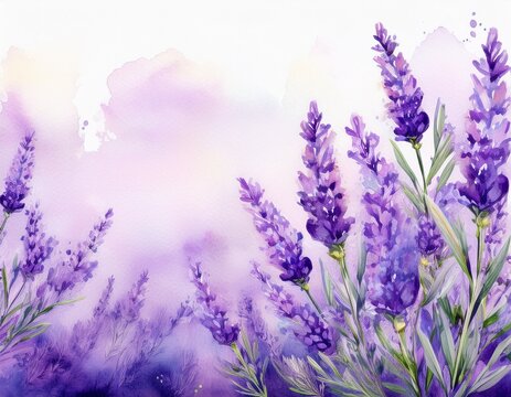 lavender card watercolor background provence flowers banner backgrounds lavender border watercolor painting hand drawn