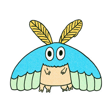 PNG Cute cartoon bug monster illustration with colorful wings