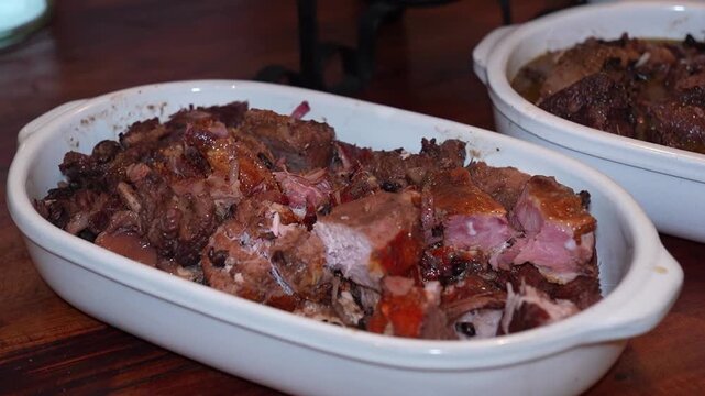 Feijoada meats, beef and pork, traditional Brazilian food