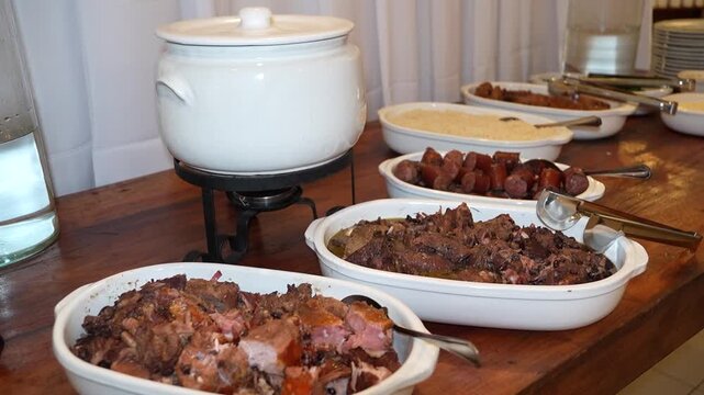 Feijoada buffet, traditional Brazilian food