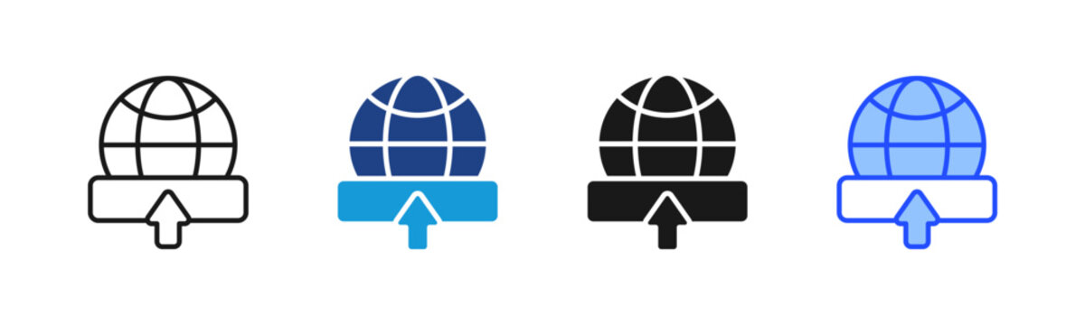 Global Upload icon set multiple style collection