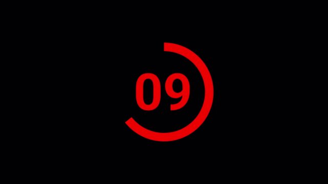Digital Countdown Timer Animation, 15 Sec, Countdown Timer On A black Background. Video In 4K