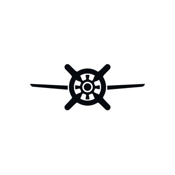 Aviation propeller plane front view linear silhouette symbol design