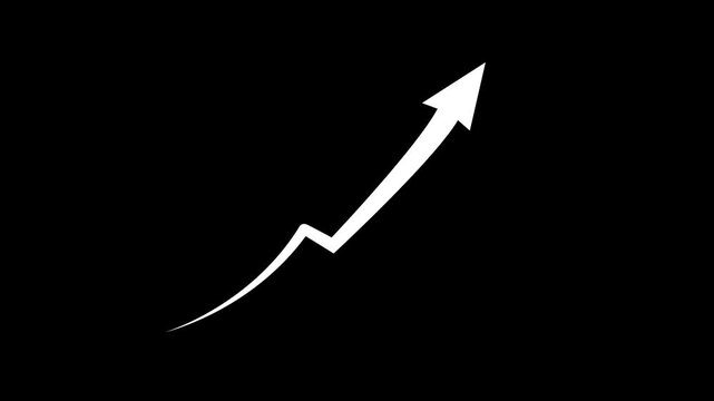 3D bar graph with an upward trending arrow indicating financial growth and success business finance. Motion graphics of rising arrow concept . 4k motion video.