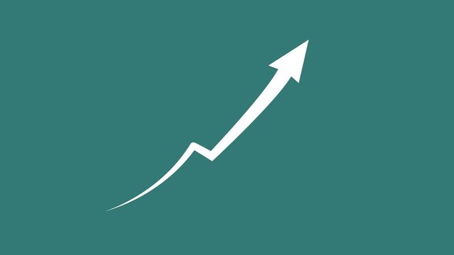 3D bar graph with an upward trending arrow indicating financial growth and success business finance. Motion graphics of rising arrow concept . 4k motion video.