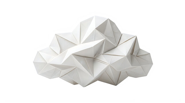 Abstract white geometric 3d paper cloud shape
