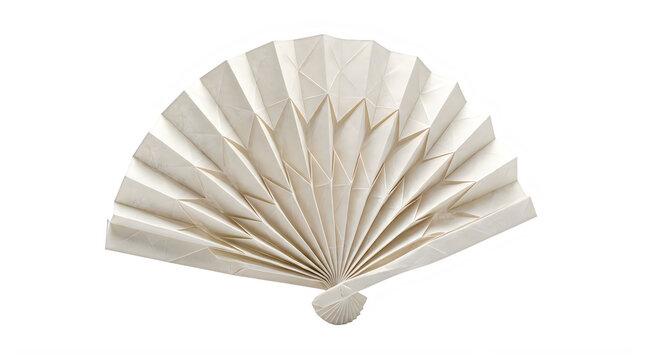 Elegant white paper folding fan with gold leaf details