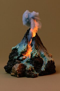 Volcano heat map brushed beneath cooling crust seams at a fuming vent gash