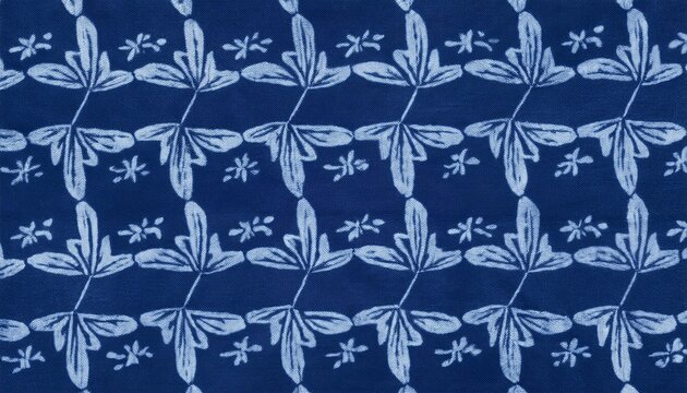 pattern of blue tie batik dye on cotton cloth dyed indigo fabric background and textured