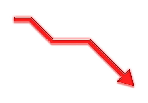 Gr&aacute;fico de flecha roja descendente