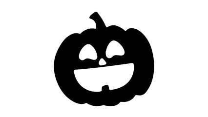 Black silhouette of a grinning jack-o'-lantern pumpkin on white background with halloween jackolantern silhouette celebration isolated seasonal pumpkinhead decoration illustration