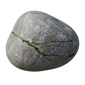 Natural Grey River Rock Isolated on Transparent Background PNG Cutout