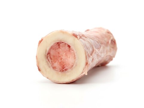 Fresh Raw Pork Tube Bone with Marrow Opening Facing Camera