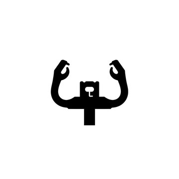 Airplane cockpit steering yoke wheel icon black silhouette vector design