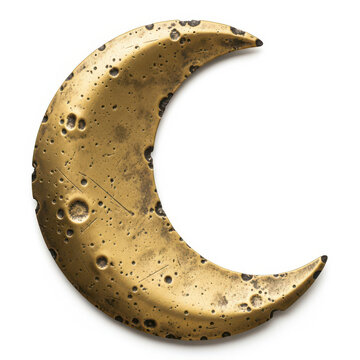 Golden crescent moon with a textured surface