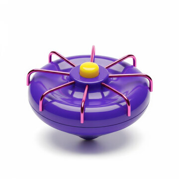 Colorful spinning top with metallic and glow effects