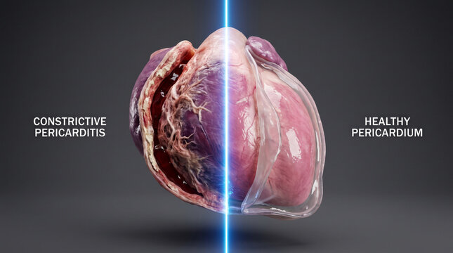 Cross-section comparison of constricted versus healthy heart lining