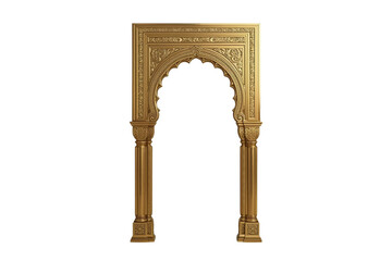 Fototapeta premium Tall ornate golden arched doorway isolated on transparent background