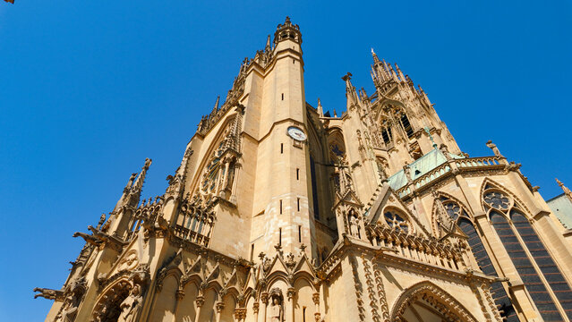 Metz Cathedral Saint Etienne standing under a clear blue sky, a historic landmark in France