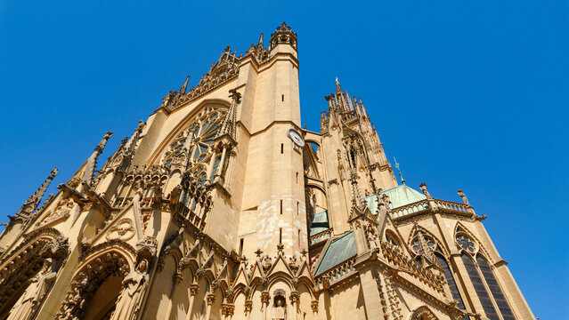 Metz Cathedral Saint Etienne standing under a clear blue sky, a historic landmark in France