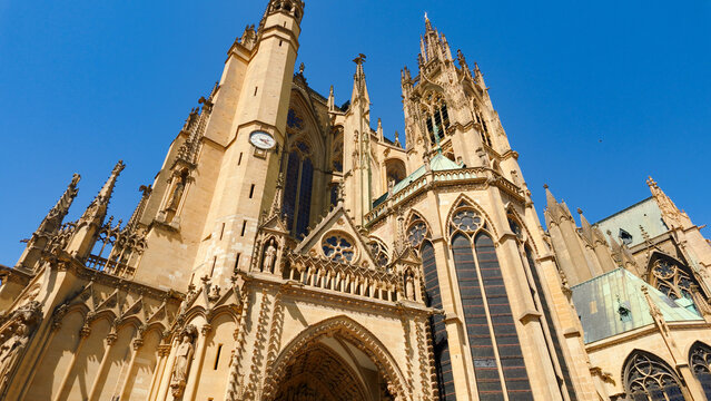 Metz Cathedral Saint Etienne standing under a clear blue sky, a historic landmark in France