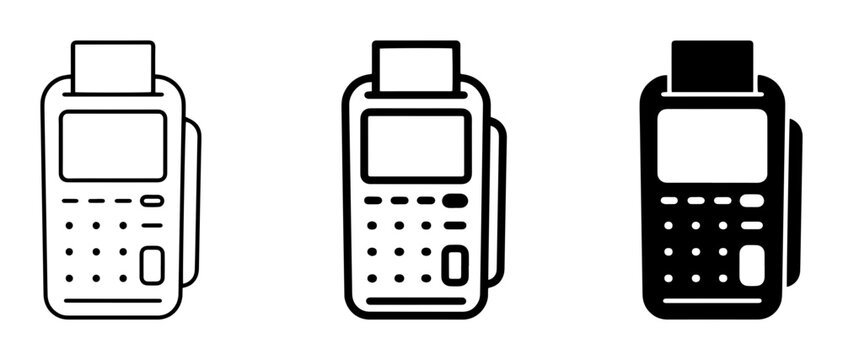 Payment Terminal Icons, POS Machine Vector Graphics, Credit Card Reader Symbols