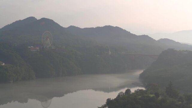 Mist on the Kiso River, Ena Gorge, Enakyo, Gifu Prefecture, Japan