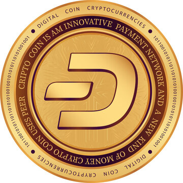 dash cryptocurrency drawings on abstract background. 3d illustrations.