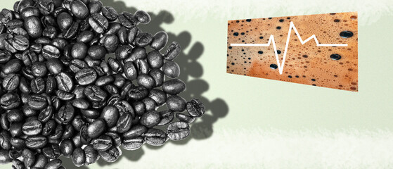 Fototapeta premium Abstract Sensory Coffee Pop Art Banner with Caffeine Pulse