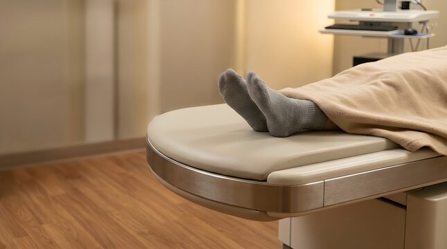 Bone density scan for a patient on World Osteoporosis Day to screen for bone health and fractures.