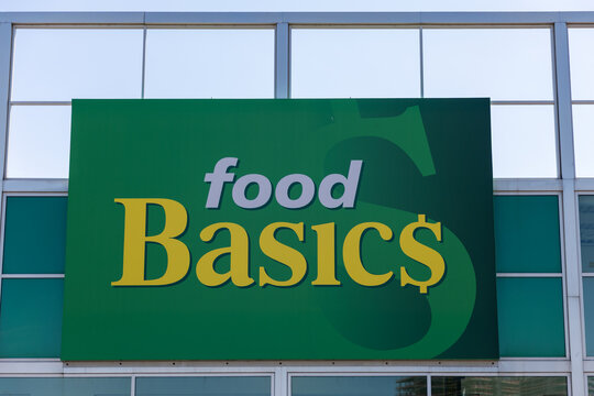 Ottawa, Canada - July 30, 2026: Food Basics supermarket logo sign close up