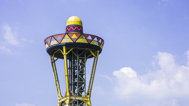 SOUTH CAROLINA, USA - JULY 17, 2026: Sombrero observation tower at south of the border roadside attraction in hamer, south carolina
