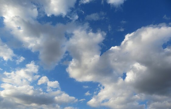 Beautiful cloudscape in blue sky, natural clouds background