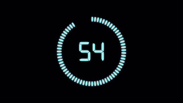 "Digital Countdown Timer Animation With Colorful Circular Design" 1 mint. 4k Video