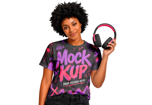 T Shirt Headphone Model Mockup