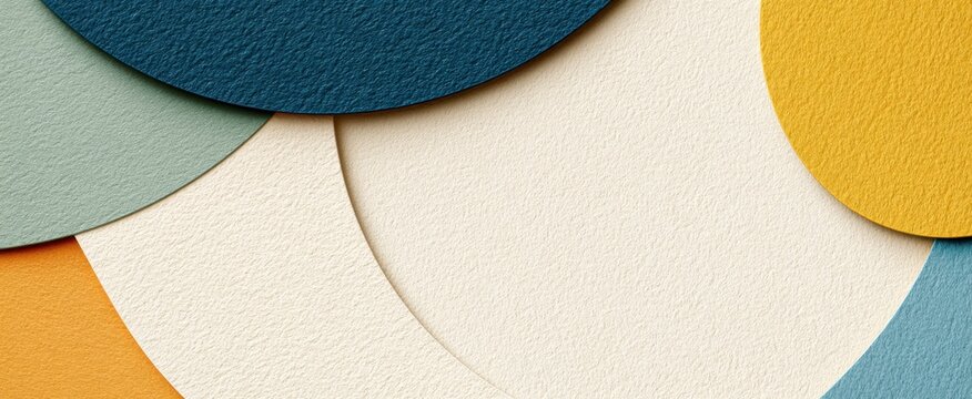 Abstract layered paper circle texture background in pastel and muted colors for design, poster, card, and digital backdrop