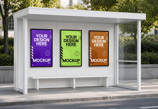 Bus Stop Front Right Three Quarter Mockup
