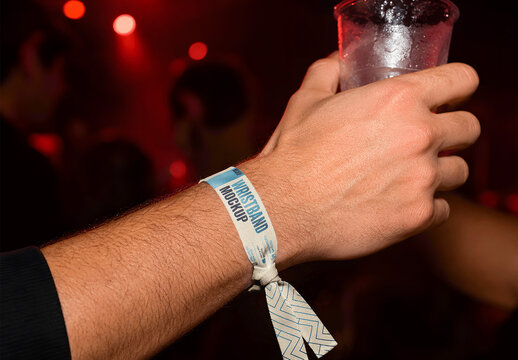 Event Wristband Worn Night Event Mockup