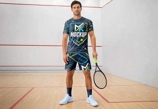 Mens Squash Uniform Court Portrait Mockup
