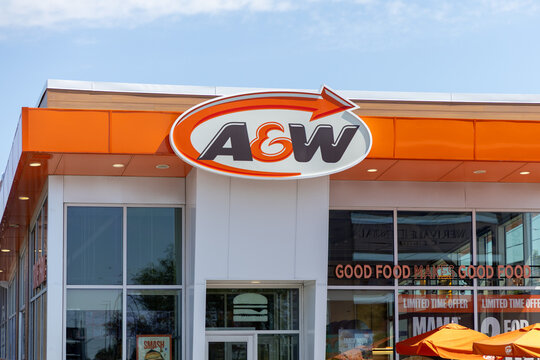 Ottawa, Canada - July 30, 2026: A and W restaurant building with drive thru