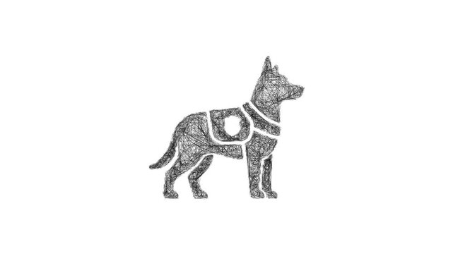 Sketch police dog icon animation - smooth progressive reveal